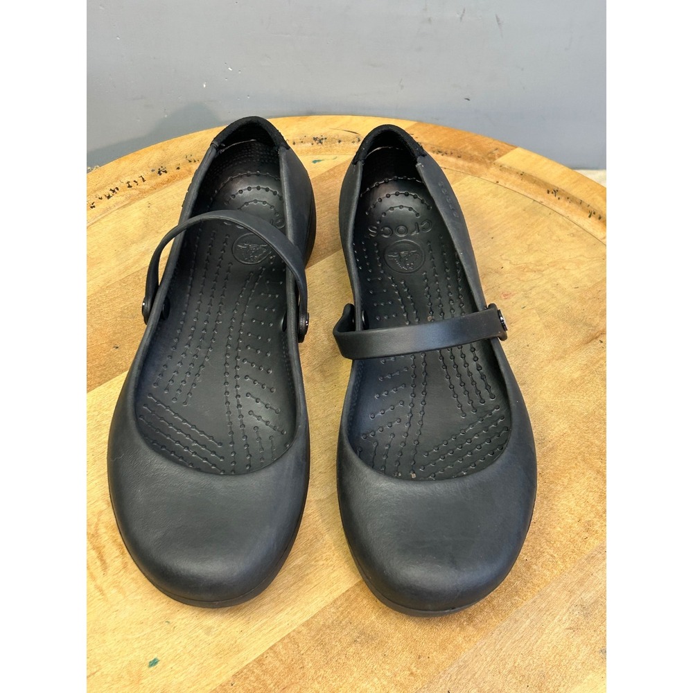 Crocs Mary Jane Womens 9 Black Alice Work Casual Lightweight Croslite Flats